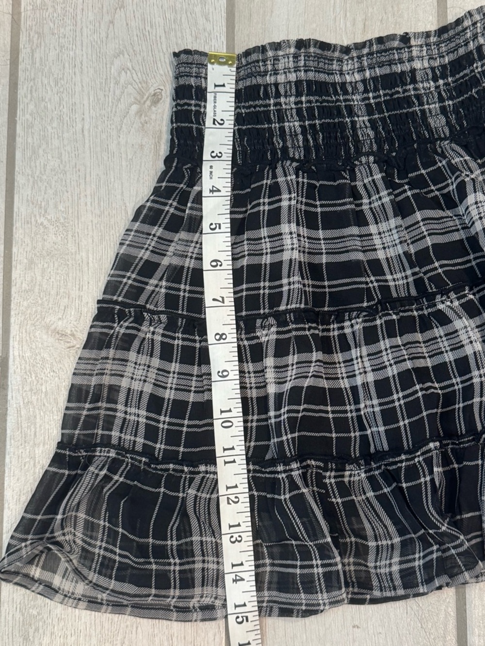 Pink Lily Black White Plaid Ruffle Skort High Waisted Tiered Mini Skirt NWOT - Picture 3 of 3